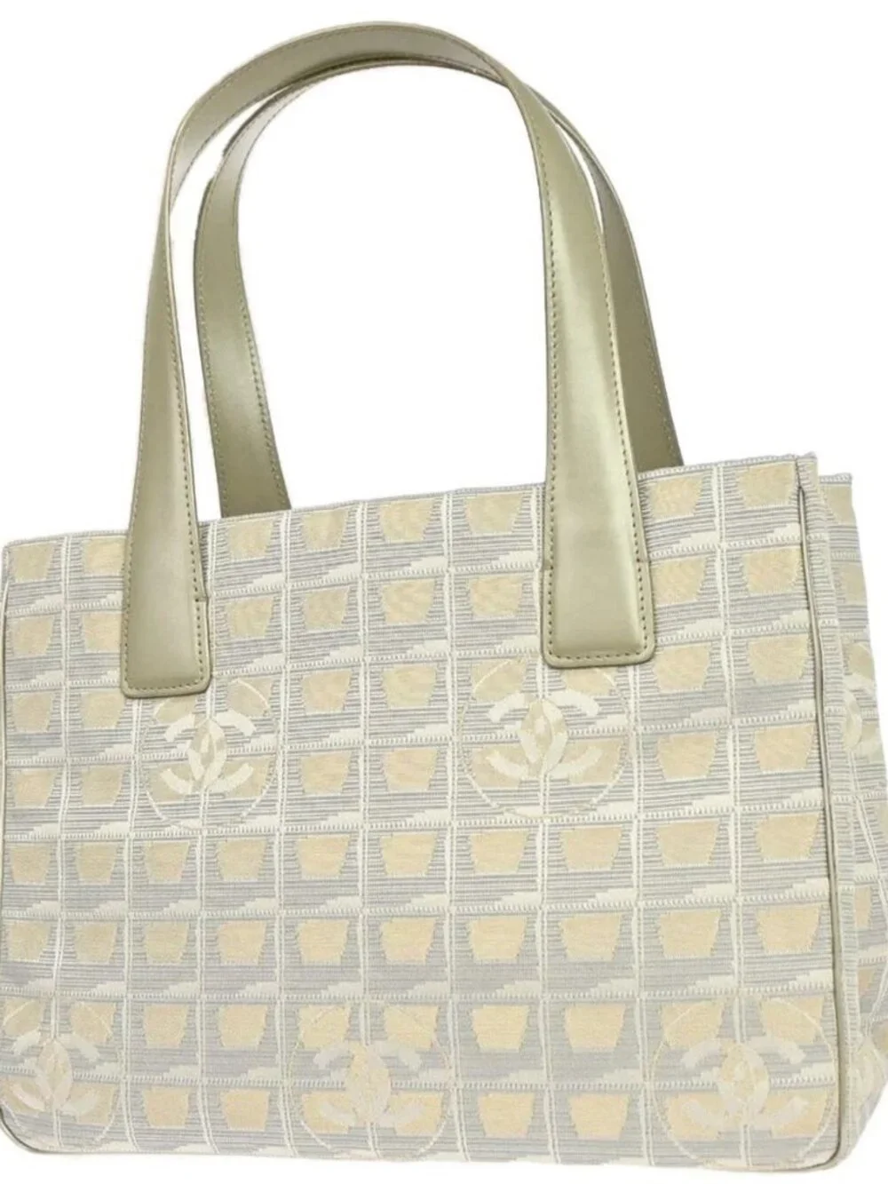 Chanel Gold Jacquard Nylon Travel Line Tote Handbag 168443